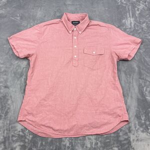 Bonobos Popover Shirt Mens Size L Slim Fit Short Sleeve Red Chest Pocket